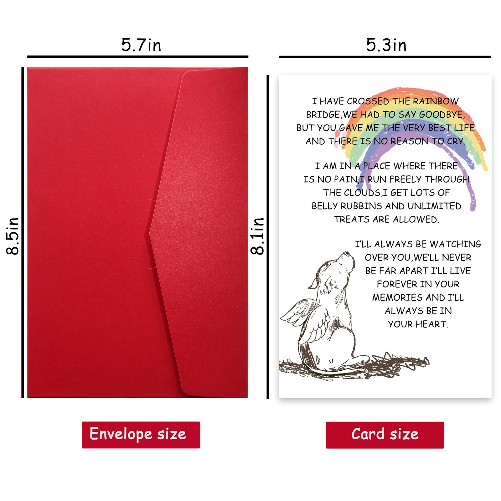 Sympathy Card for Loss of Pet Dog, Pet Loss Cards,Rainbow Bridge Condolence C…