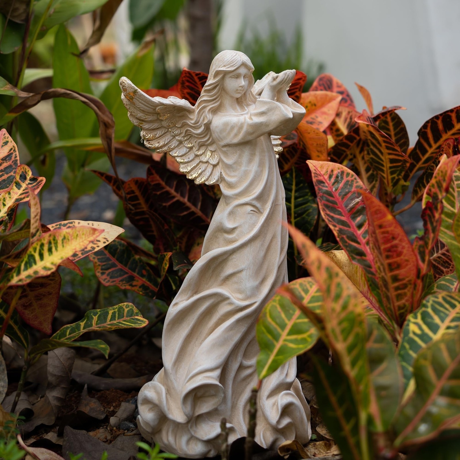 Angel Garden Statue, 16.1 inch Decorative Figurine, White Indoor Outdoor Deco…