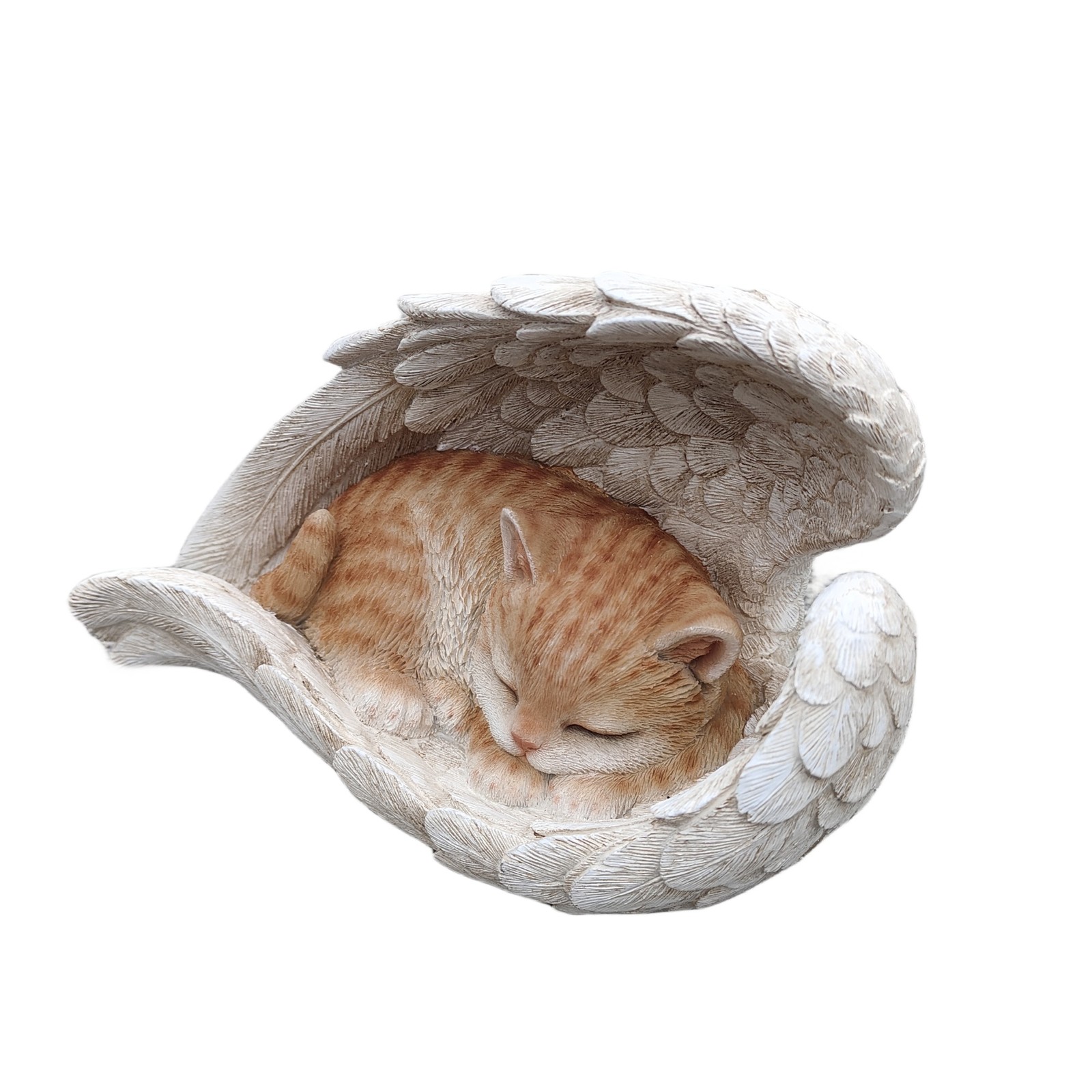 Angel Cat Garden Statue Orange Tabby Sleeping Pet Memorial Bereavement Gift