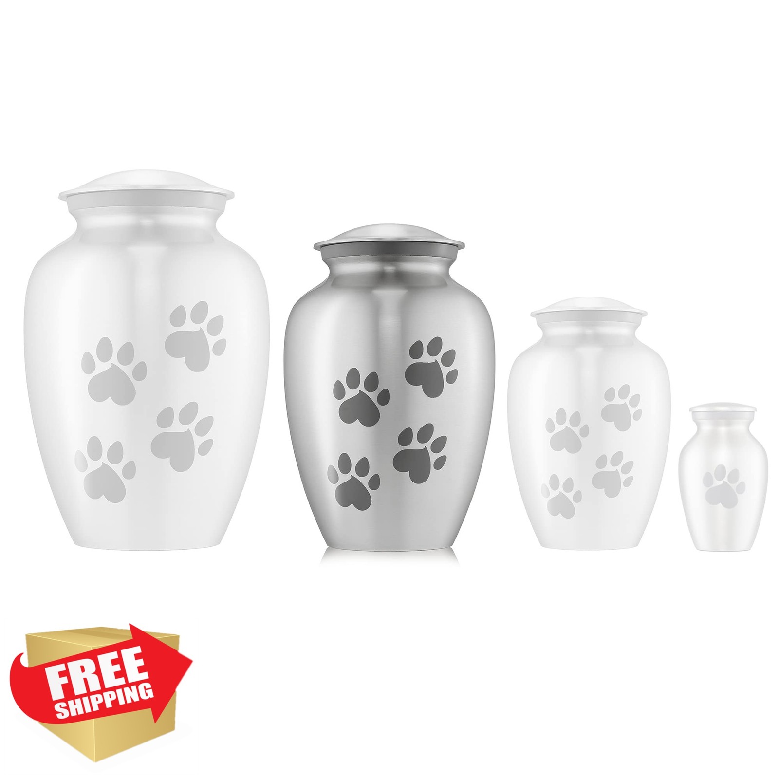 Reminded Pet Urn Silver Medium