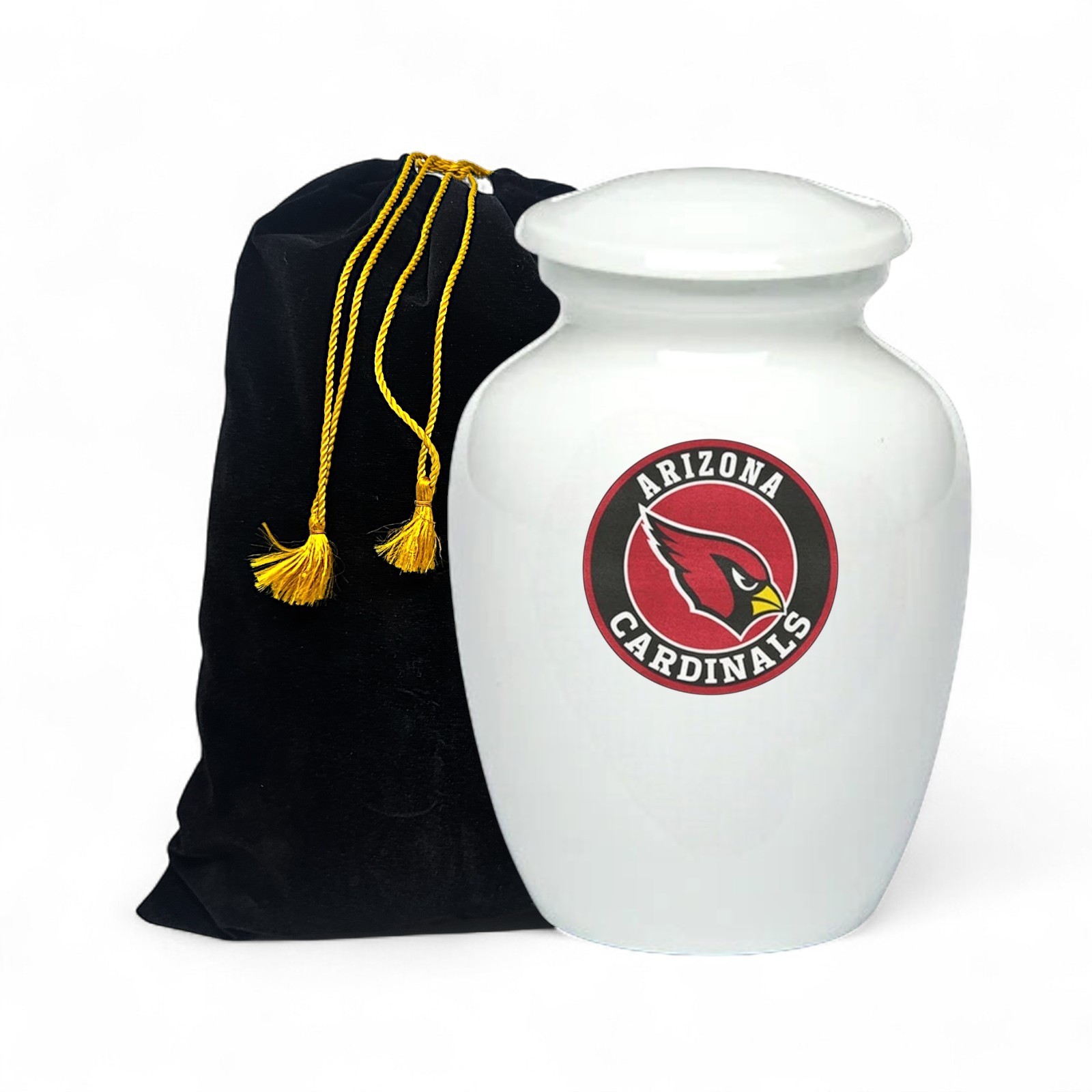Los Angeles Football Style Cremation Urn Adult Ashes White Metal Urns (8 Inch)