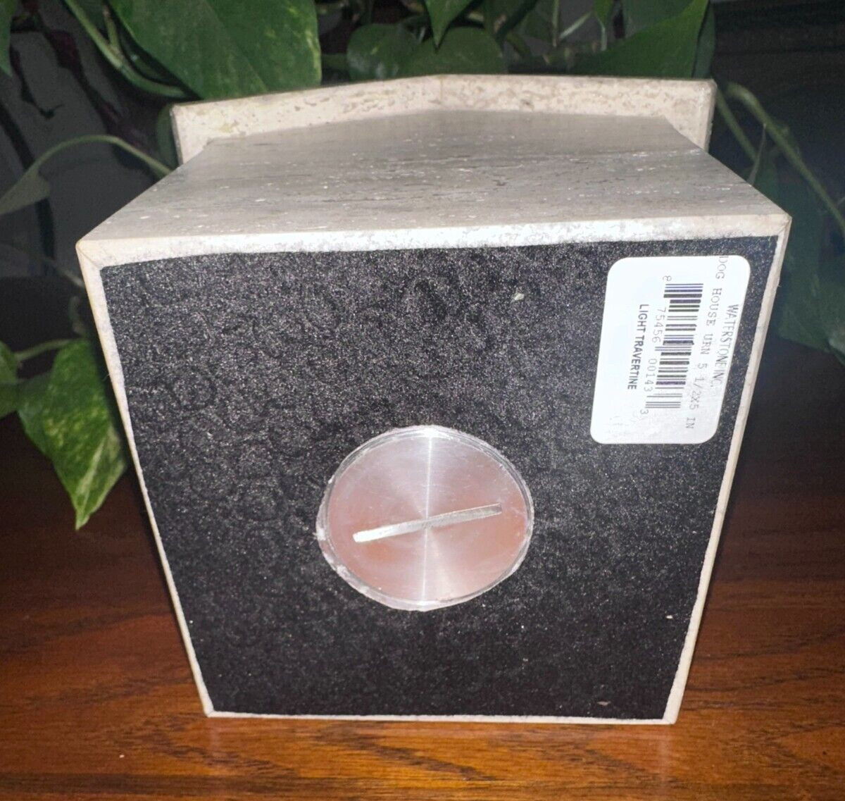 Natural Light Travertine Marble pet urn memorial dog cremains handmade doghouse