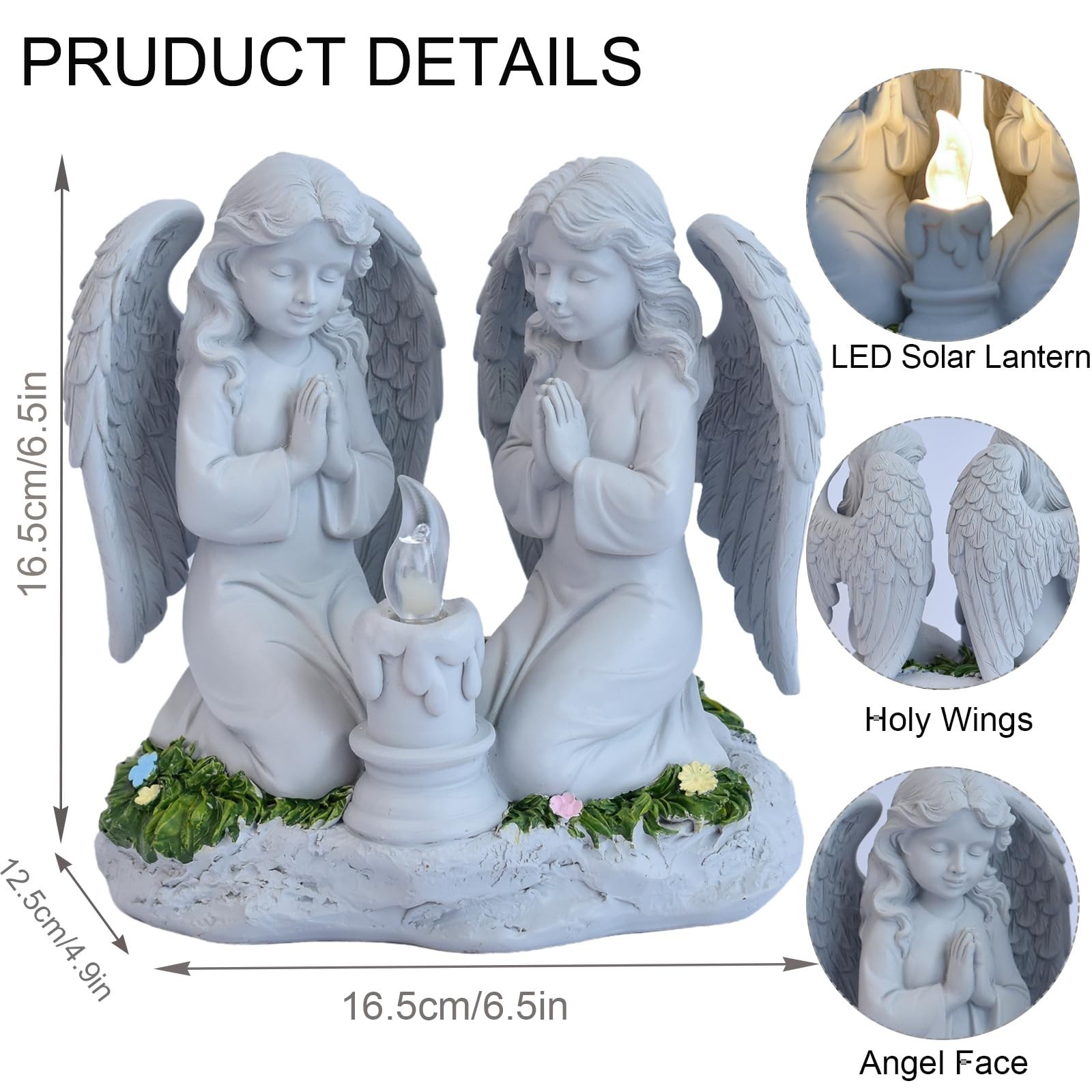 Solar Garden Angel Statue Praying Guardian Angel Statue Light for Outdoor Yar…