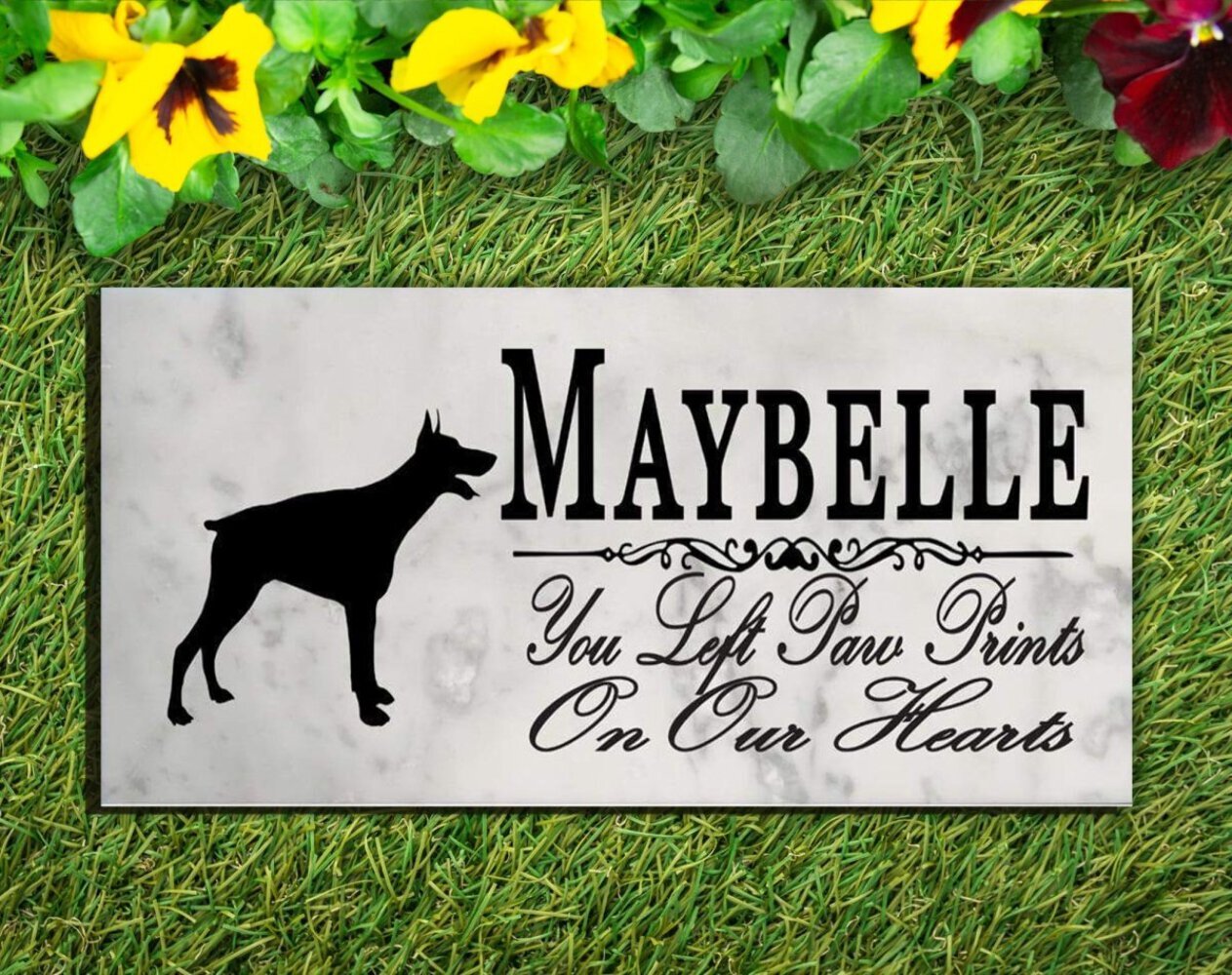 Doberman Pinscher Memorial Stone Personalized Dog Garden Rock Grave Marker Outdo