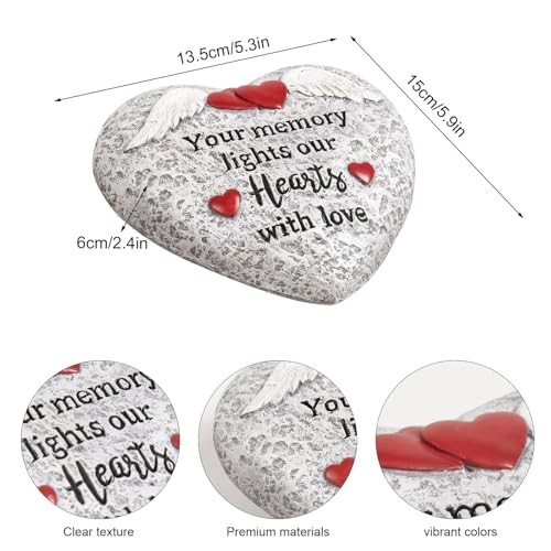 Memorial Garden Stones, Heart Resin Gravesite Angel Wings Garden Stone in