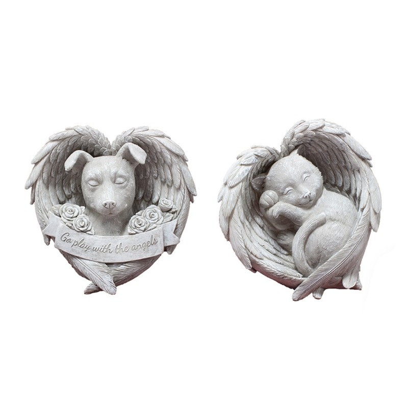 Pet Dog for Cat Monument Angel Wing Memorial Tombstone Resin Statue Ornam