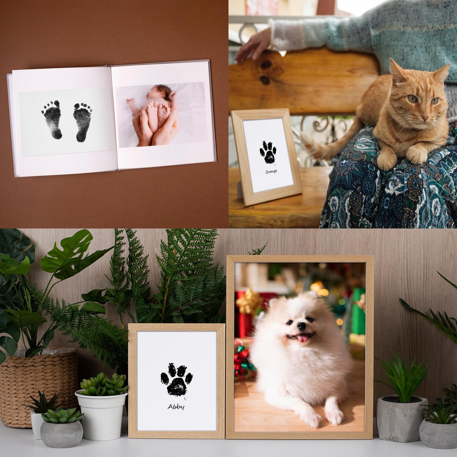 Paw Print Kit, Dog Paw Print Kit, 8 Inkless Print Pads, 16 Imprint Cards, Nos…