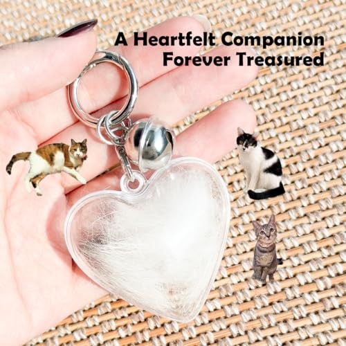 Fur Keepsake 2″ Heart Pendant – Ashes Hair Memory Acrylic Ball with Bell – Heart
