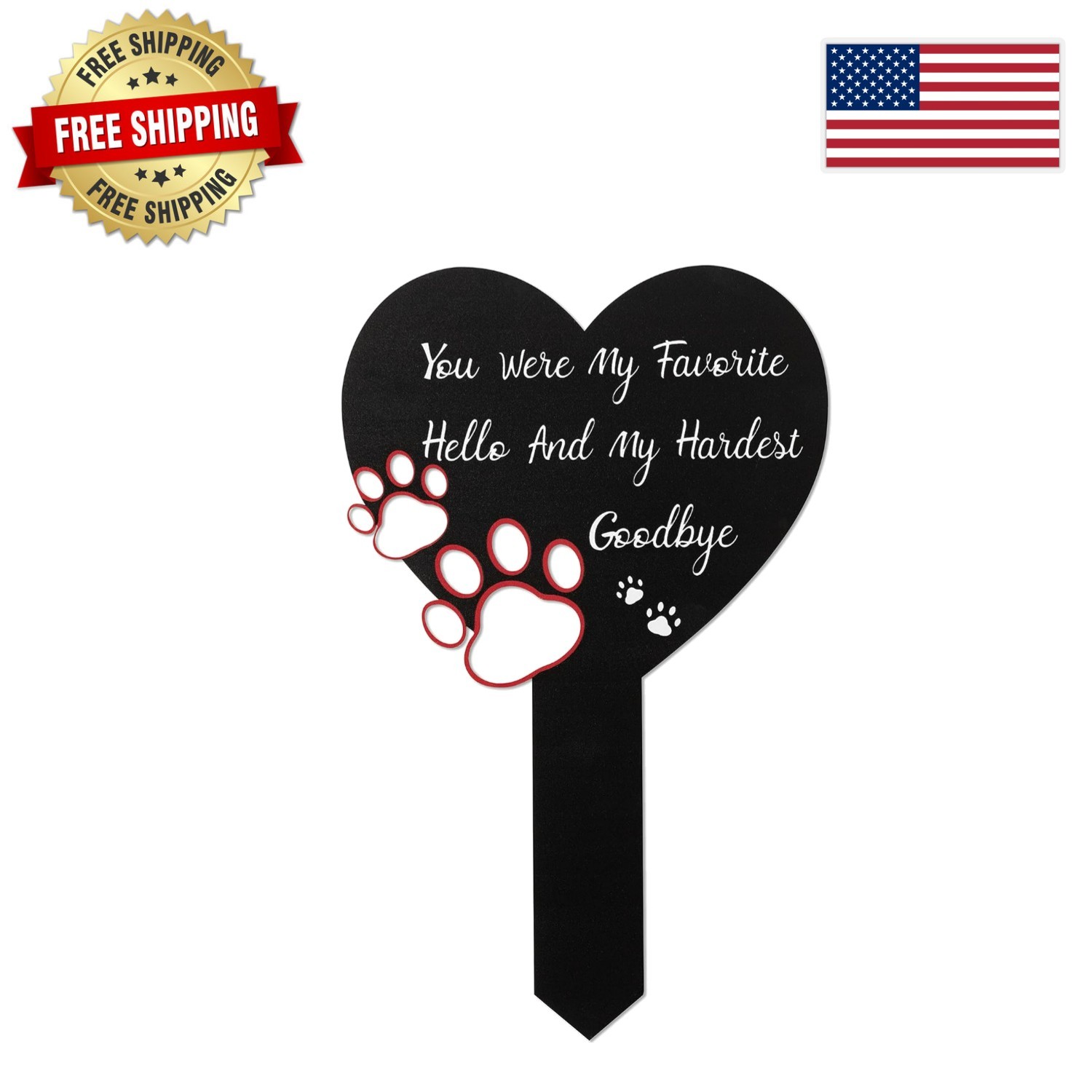 Durable Pet Cemetery Grave Marker with Heart – Heartfelt 11.8” x 6.3” Sign