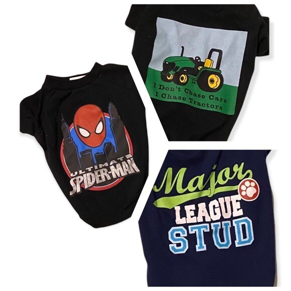 Pet T Shirts (3) for your very best friend. Should fit 6 – 12 pounds.