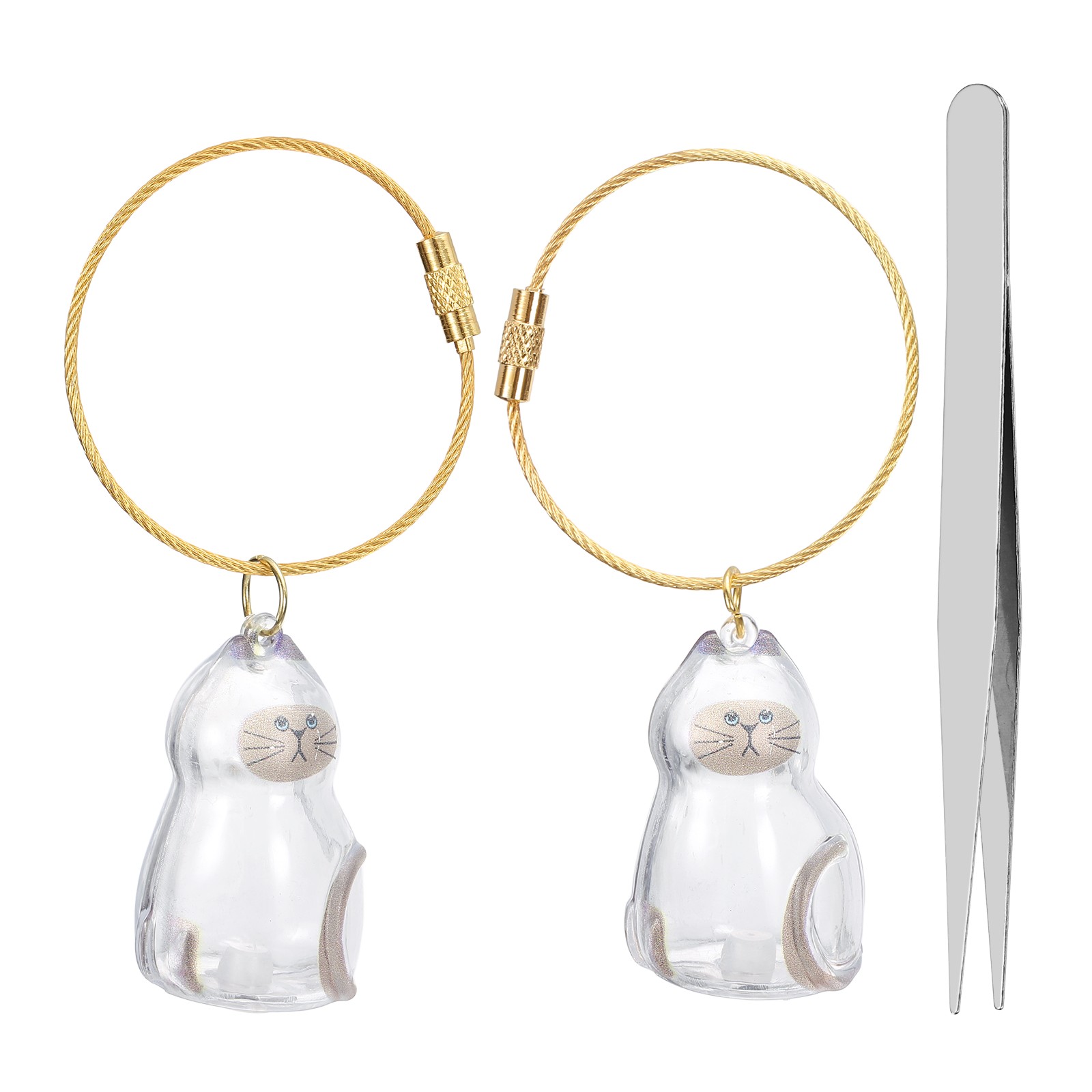 2Pcs Cat Hair Collector Keychain with Tweezers Style 4