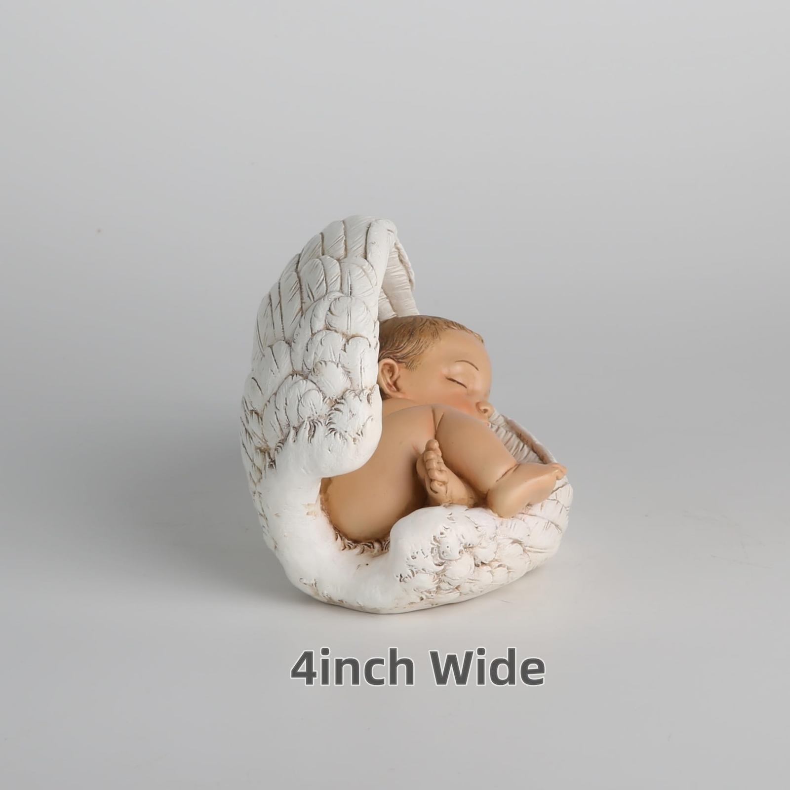 Sleeping Baby in Angel Wings Statue, 7inch Long Guardian Angel Wings Baby Cat…