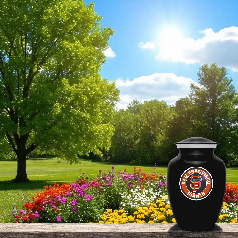 Black San Francisco Giants Baseball Style Cremation Urn Adult Ashes Metal Urns