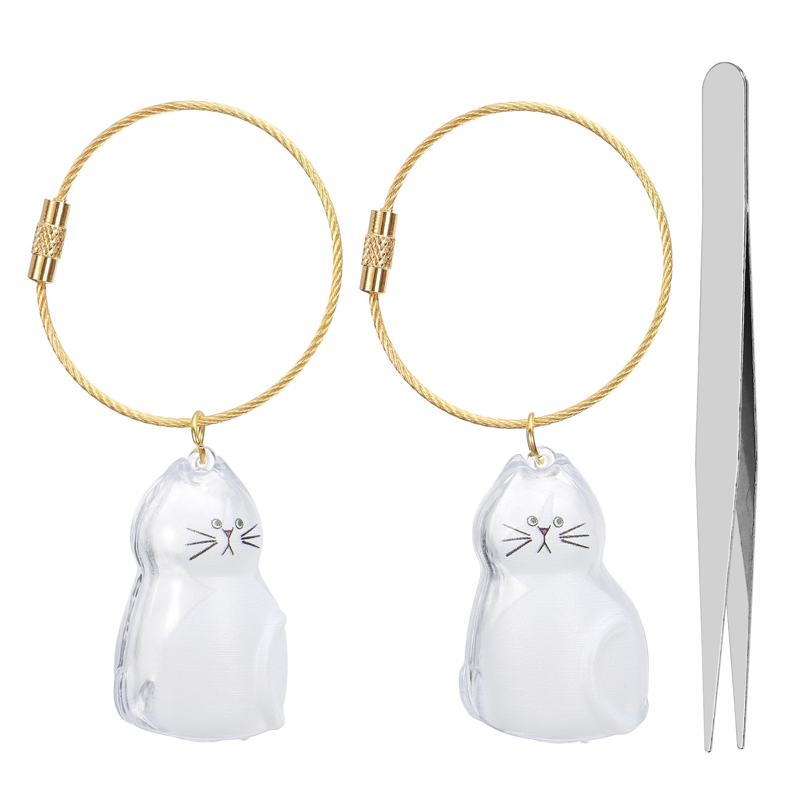 2Pcs Cat Hair Collector Keychain with Tweezers Style 2