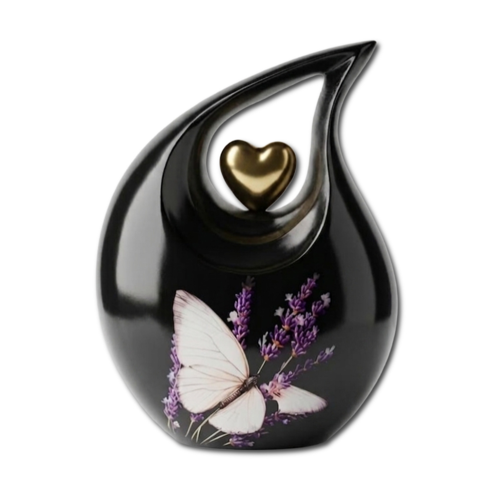 Black Teardrop Cremation Urn Adult Human Ashes Male Female 200 Cu In Memorial