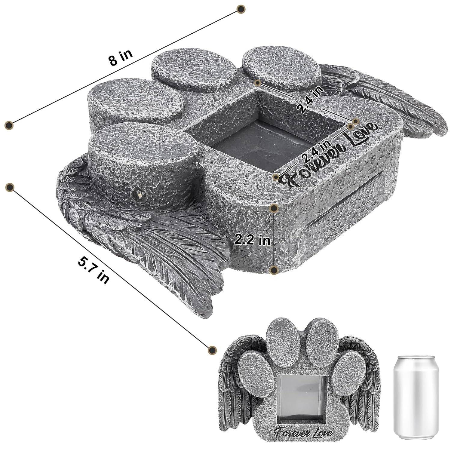 Pet Memorial Gifts Solar Powered Dog Memorial Stone Engraved Grave Marker for
