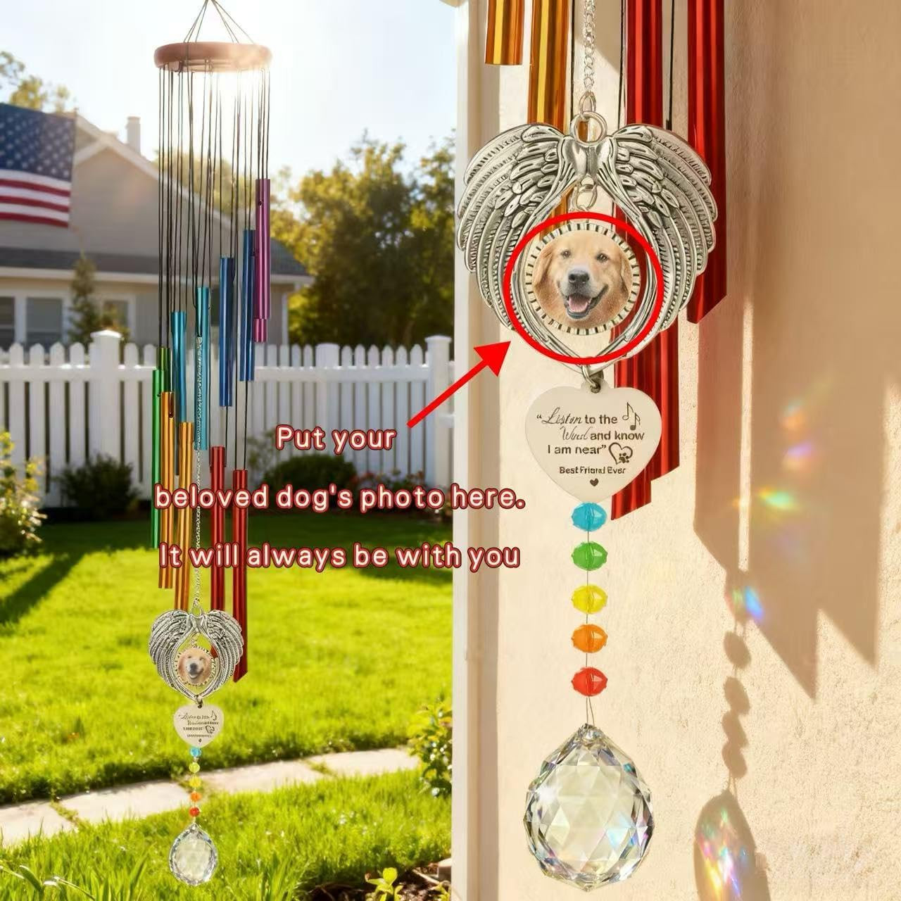 Dog Memorial Wind Chime, Sympathy Gift for Loss of Dog, Rainbow Bridge Remembran
