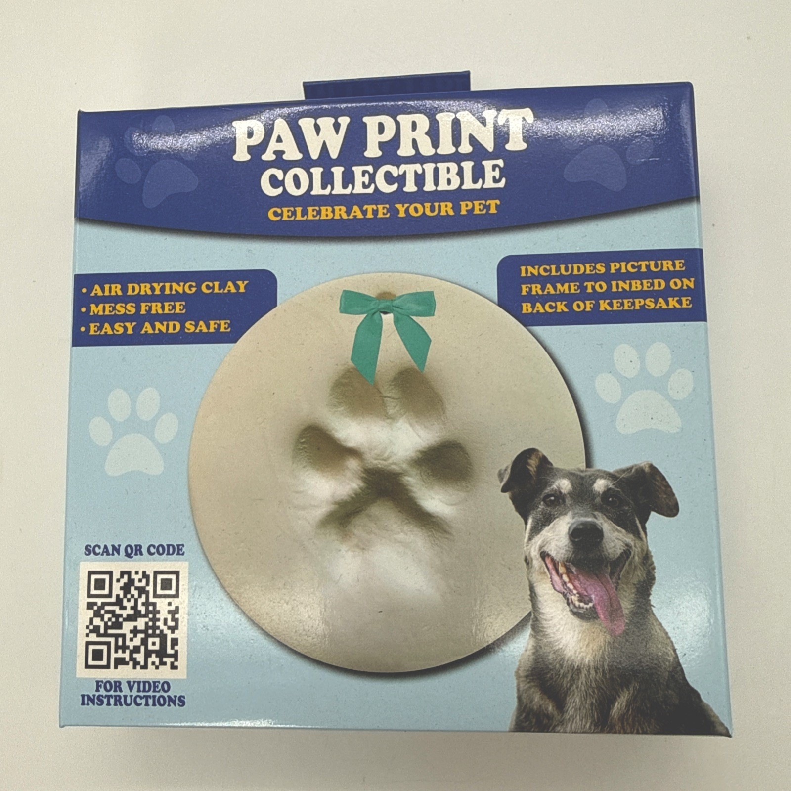 Pet Paw Print Kit Air Dry Clay Keepsake Dog Cat Paw Impression Frame DIY Memory