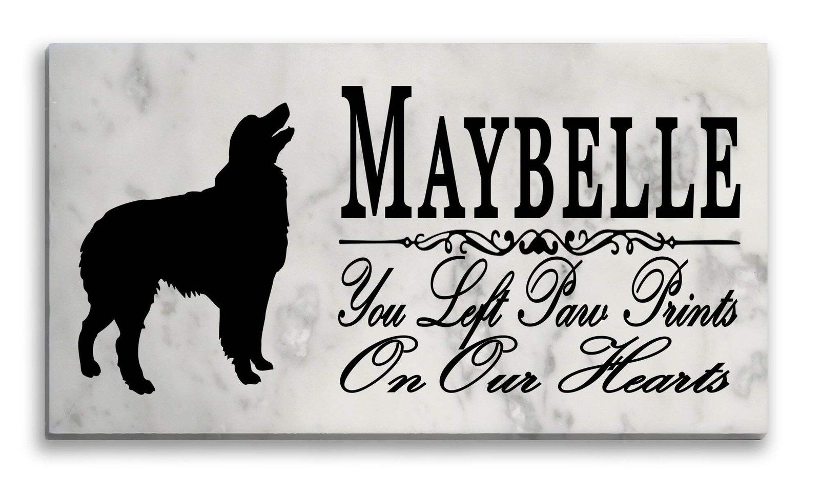 Australian Shepherd Memorial Marble Stone Plaque Personalized Grave Marker Outdo