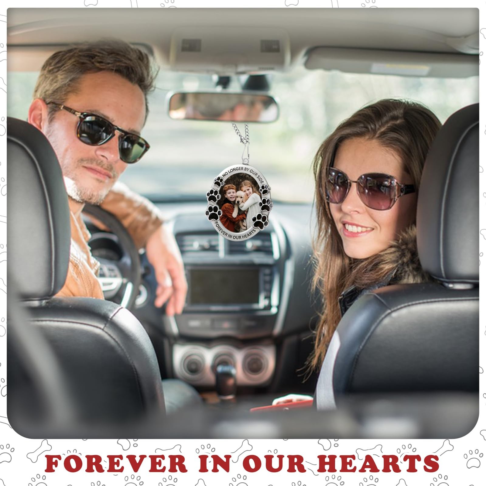 Pet Memorial Car Hanging Ornament – Photo Frame for Rearview Mirror Decor, Tr…