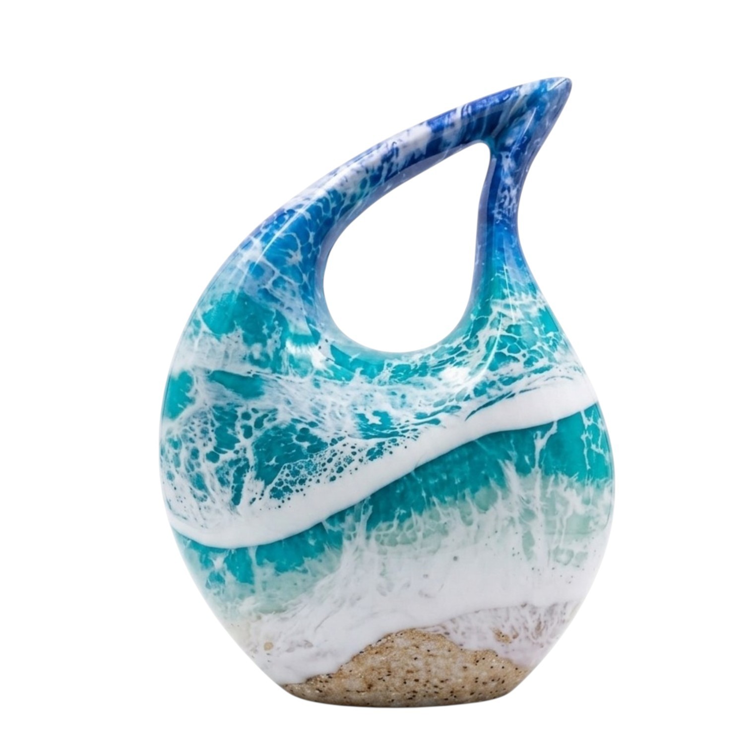 Medium Sea Art Teardrop Cremation Urn for Human Ashes 120 Cu In Female Urns