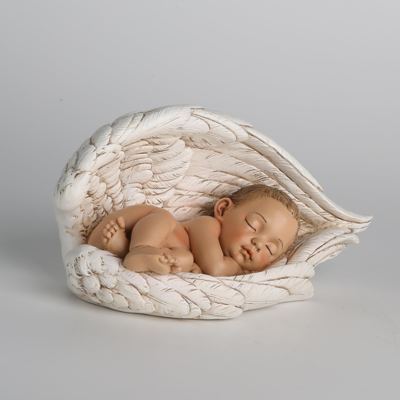 Sleeping Baby in Angel Wings Statue, 7inch Long Guardian Angel Wings Baby Cat…