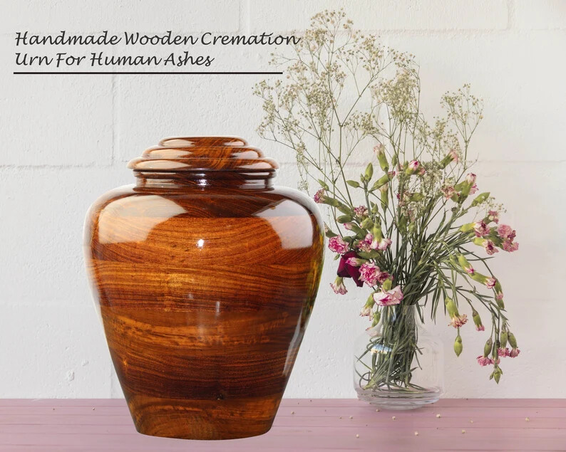 Wooden Urns for Human Ashes Adult Male Female – Cremation Urn Large Wood Urn Box