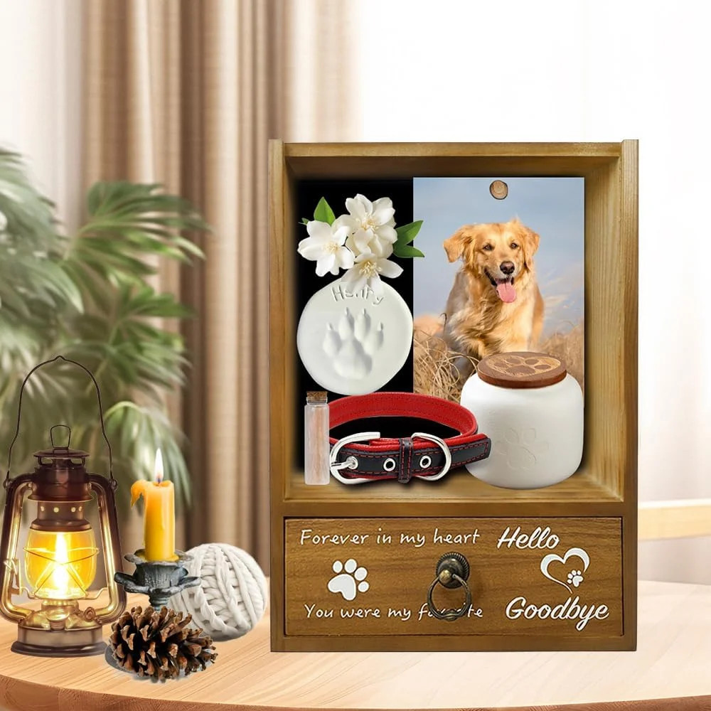 Pet Memorial Shadow Box 9.25×13 Memorial Gift Frame Pet Urn for Dogs & Cats Reme