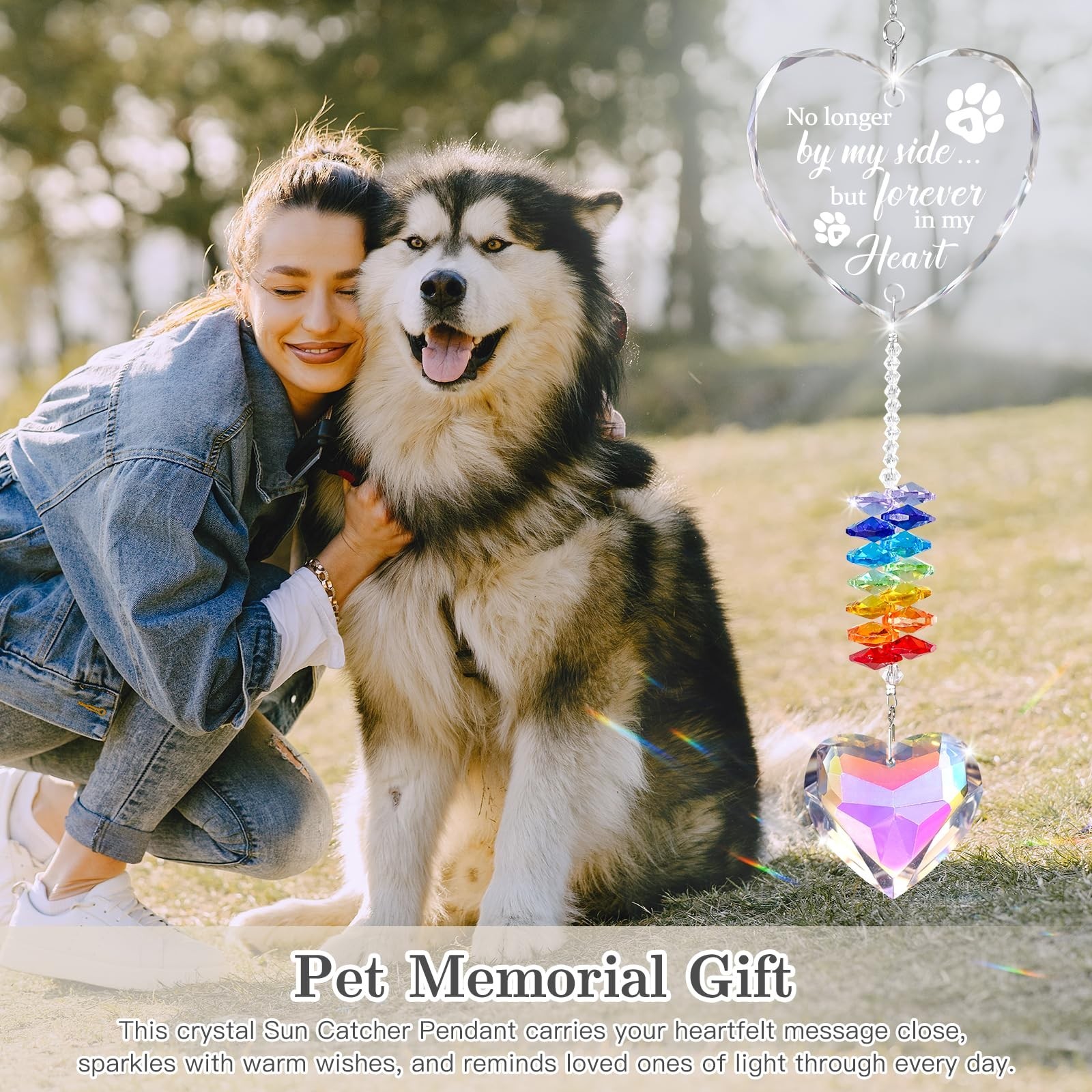 Dog Memorial Crystal Suncatcher, Pet Memorial Gifts for Dogs, Loss of Dog Sym…