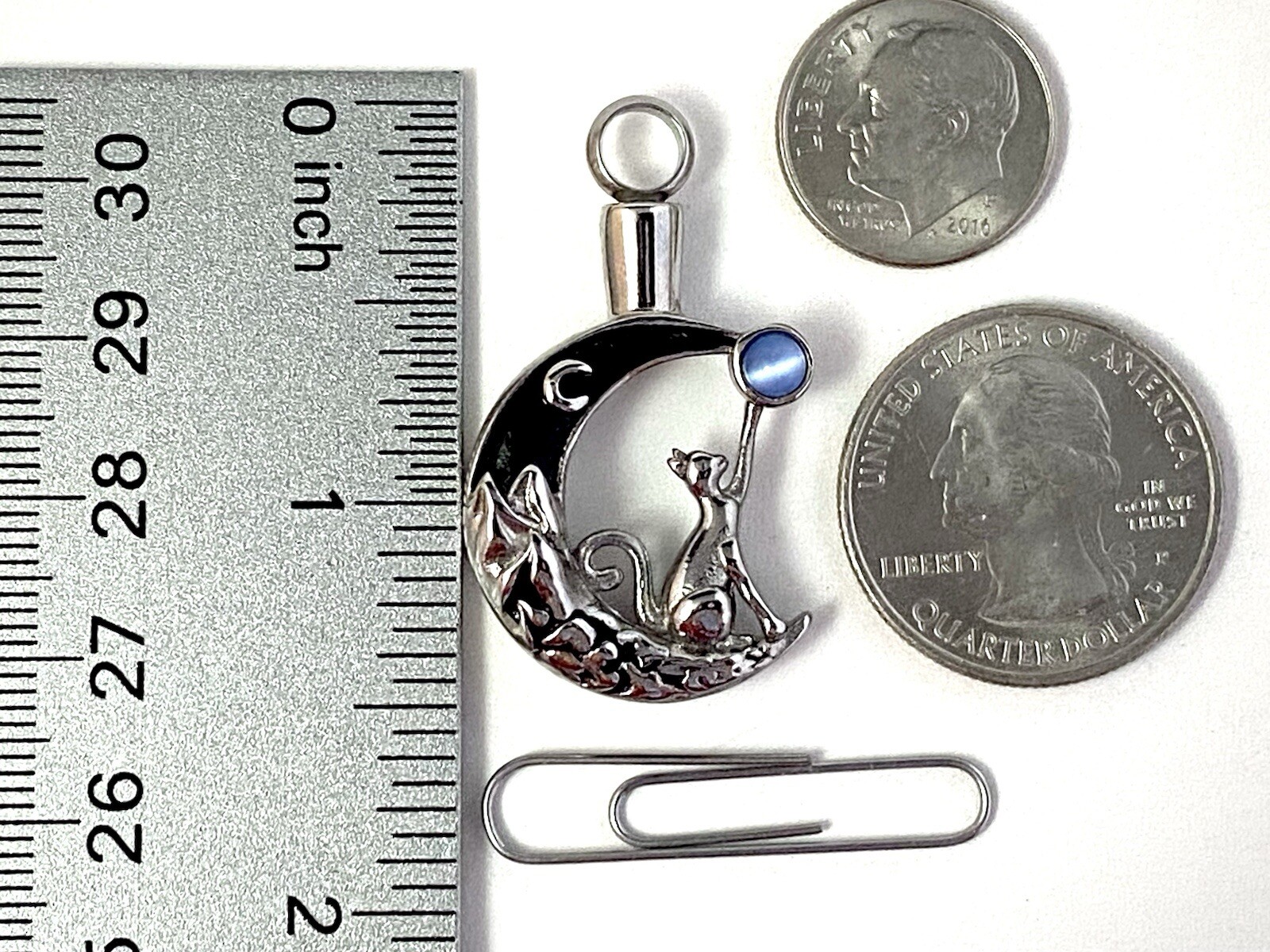 Cat Moon Stone Cremation Necklace Holds Ashes Urn Pendant Jewelry Gift Kitty Lov
