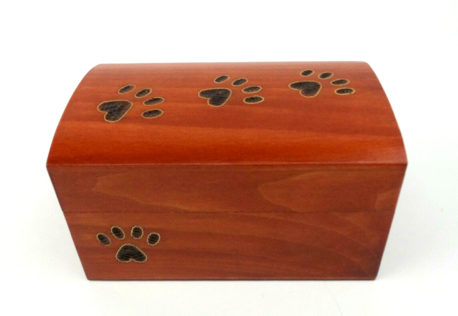 Small Pet Cremation Urn Inlay Paw Print Wood Box Cat Dog Ashes Memorial Chest