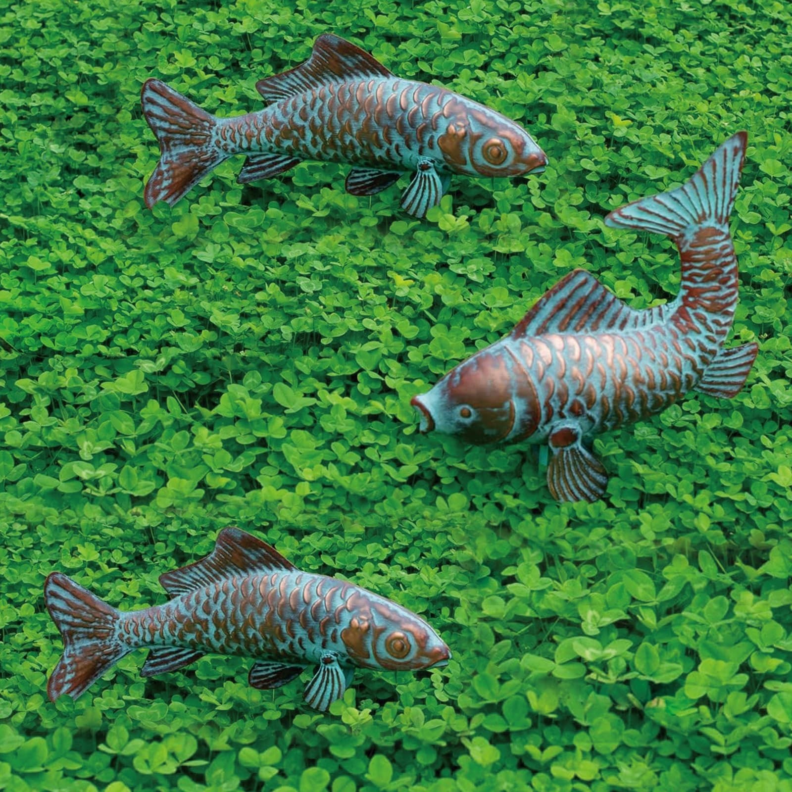 Outdoor Garden Statues Koi Fish Decor for Outside,Large Antique Copper Garden…