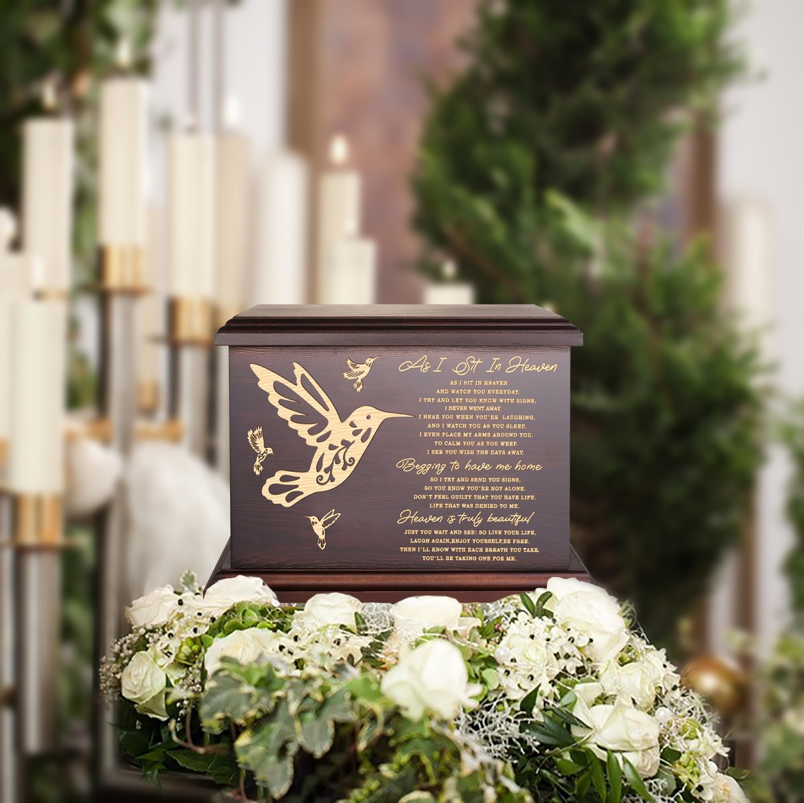 Cremation Memorial Urns for Human Ashes Adult Male Female, Wooden Box and Cas…