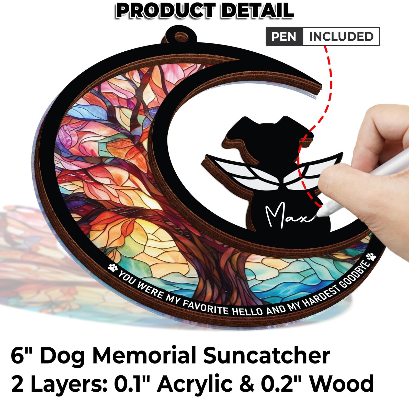 6″ DIY Dog Memorial Suncatcher – 4-in-1 Pet Memorial Gifts for Dogs, Loss of …