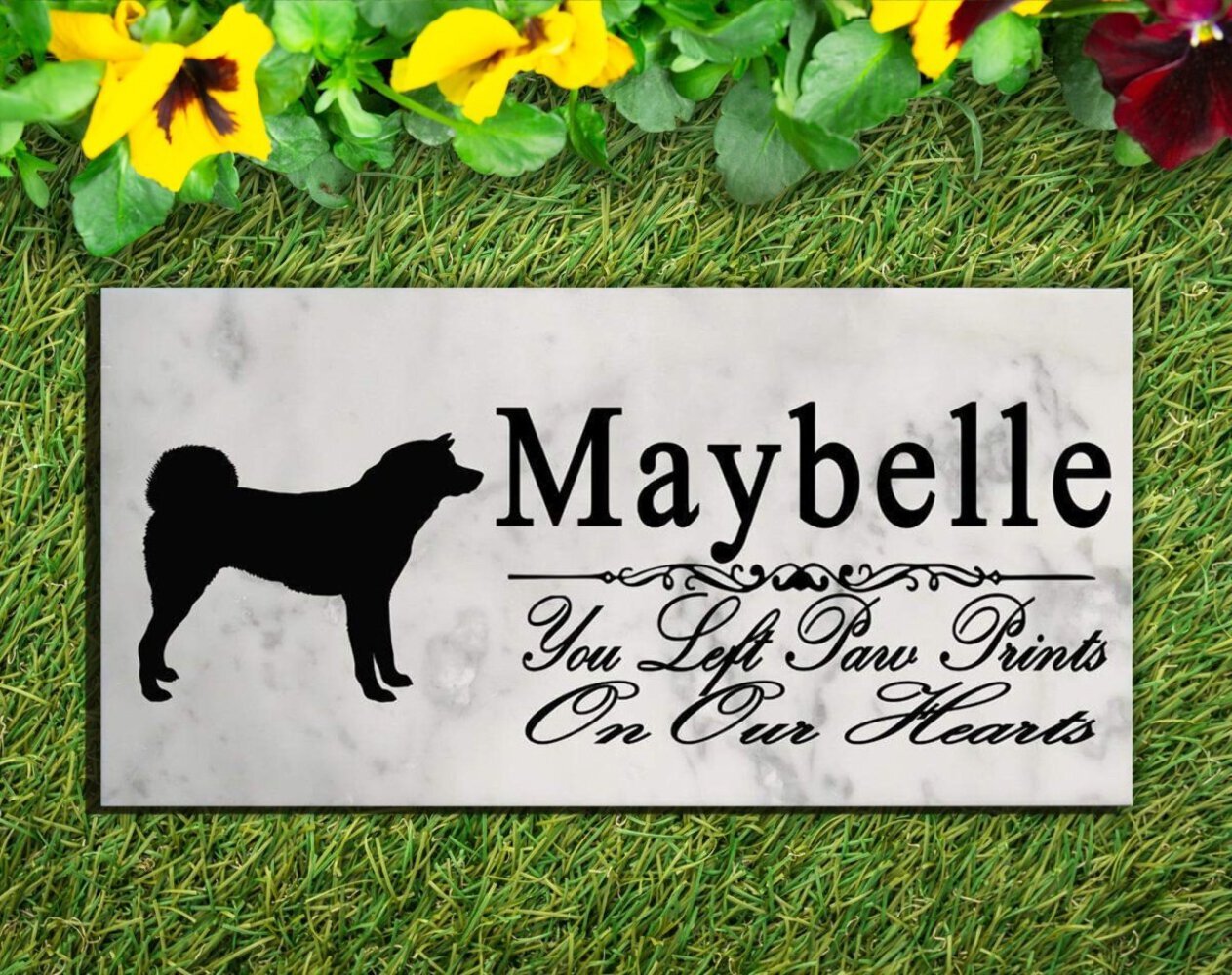 Akita Inu Memorial Marble Stone Plaque Personalized Dog Garden Plaque Custom Gra