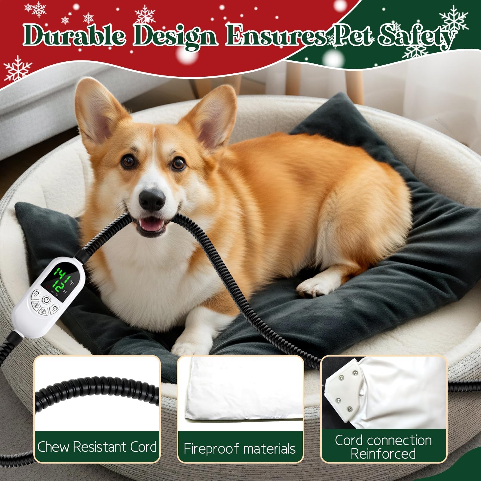 Outdoor Pet Heating Pad 18×28 Inch, Safe Heated Pad for Dogs and Cats with 12…