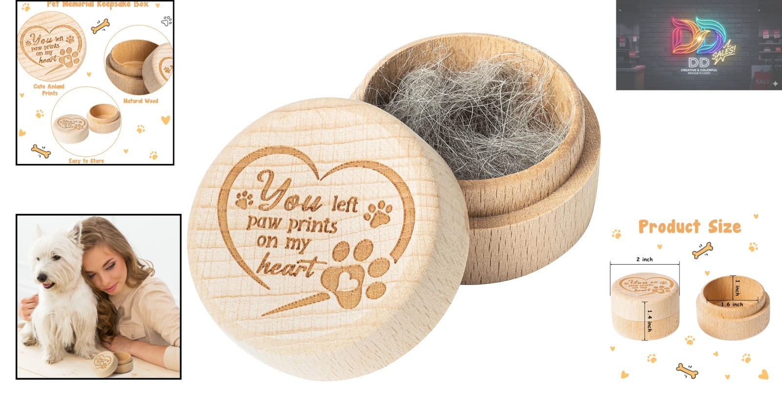 Elegant Wooden Pet Memorial Keepsake Box