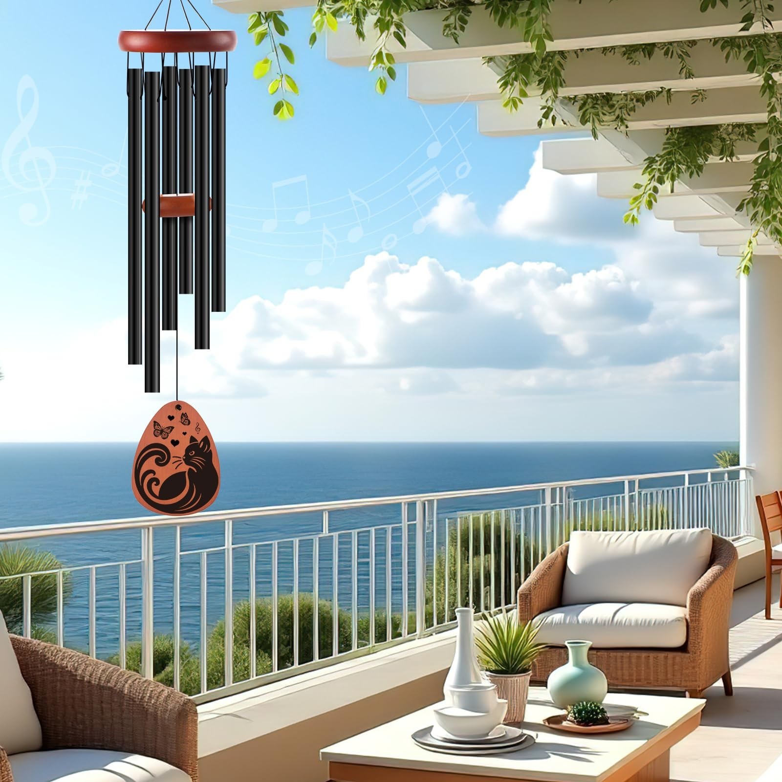 Cat Memorial Gifts Wind Chimes, Personalized Pet Loss Sympathy Gifts to Honor…