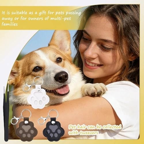 Pet Fur Hair Memorial Keychain for Cat Dog Hair Keepsake Gift for Pet Blawhibro