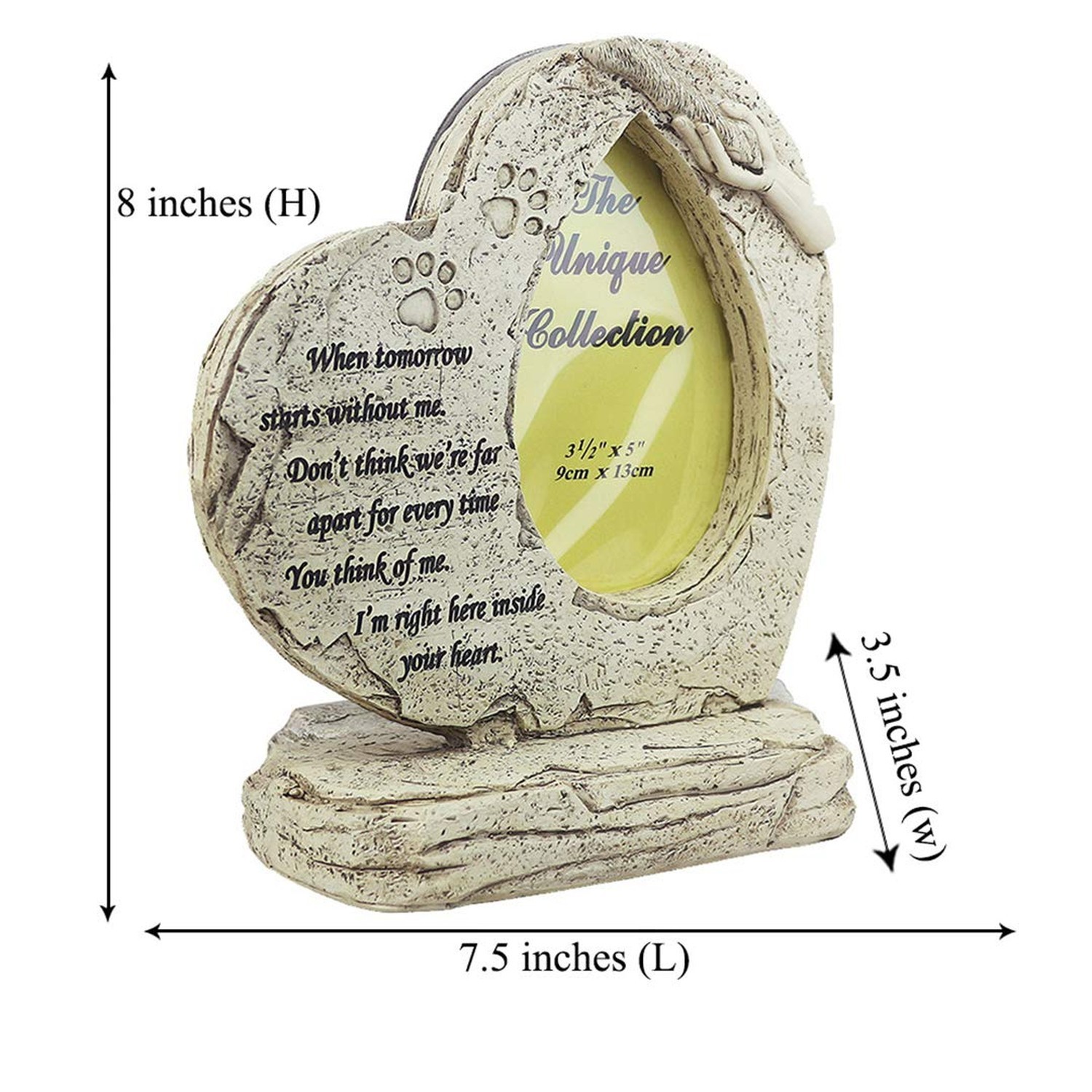 Heart Shaped Pet Dog Memorial Stones with Photo Frame, Pet Headstones Grave S…