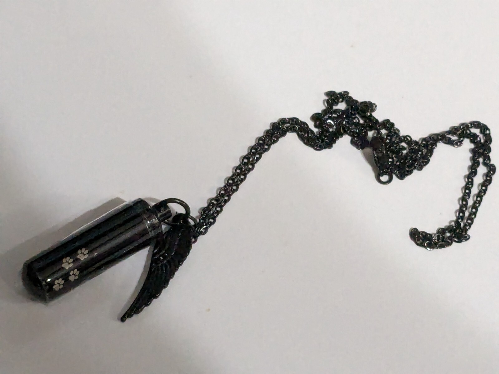 Black Angel Wing Cremation Necklace 21″ Keep Your Pet’s Memory Close w/funnel