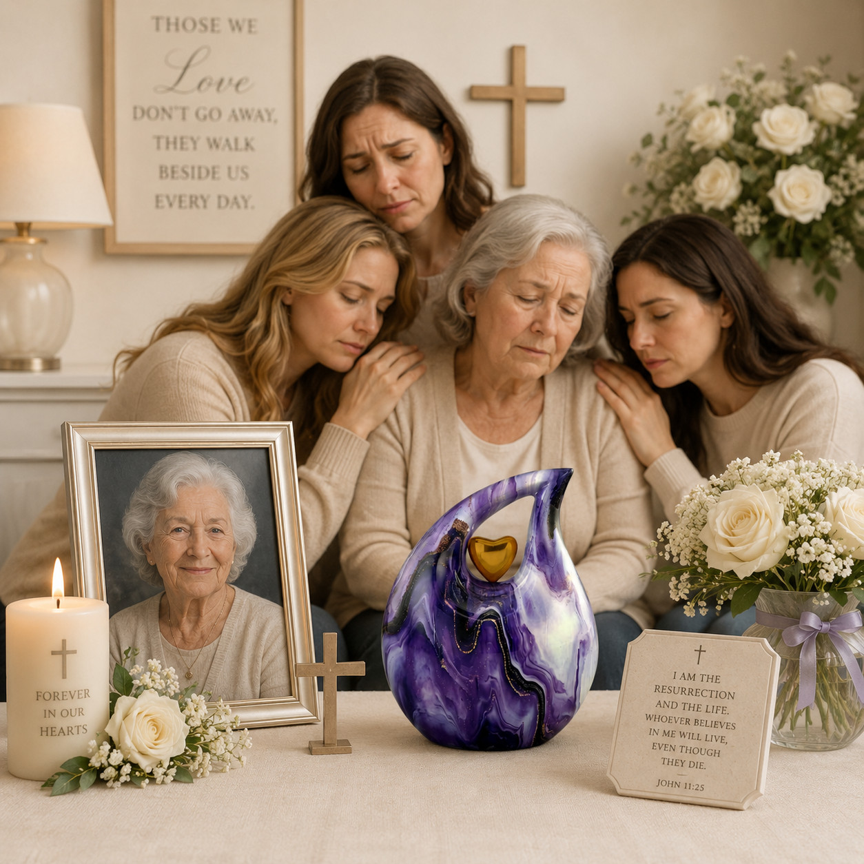 Purple White Marble Teardrop Cremation Urn Adult Human Ashes for Your Love Ones