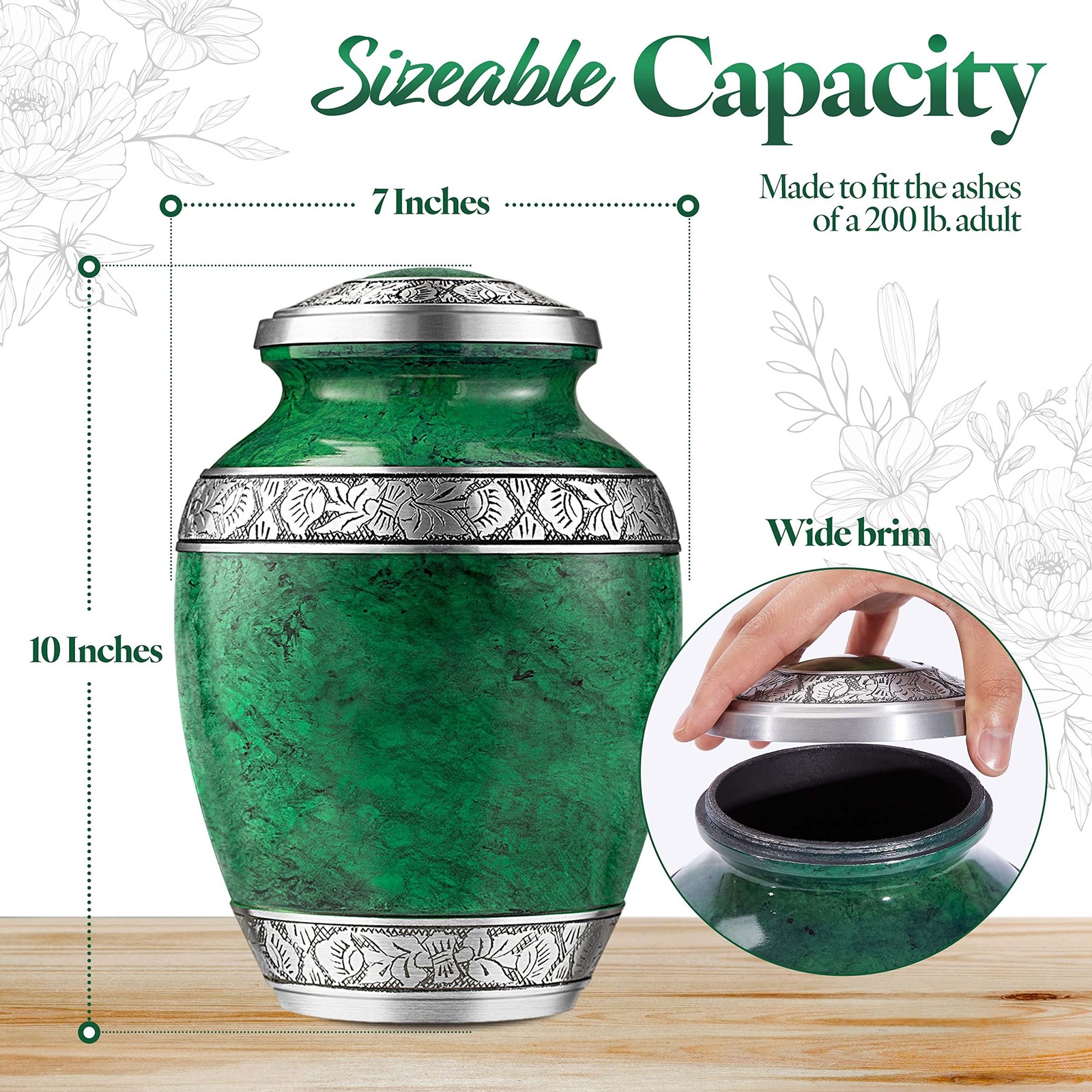 GSM Brands Cremation Urn Holds Adult Human Ashes – Large Handcrafted Funeral …