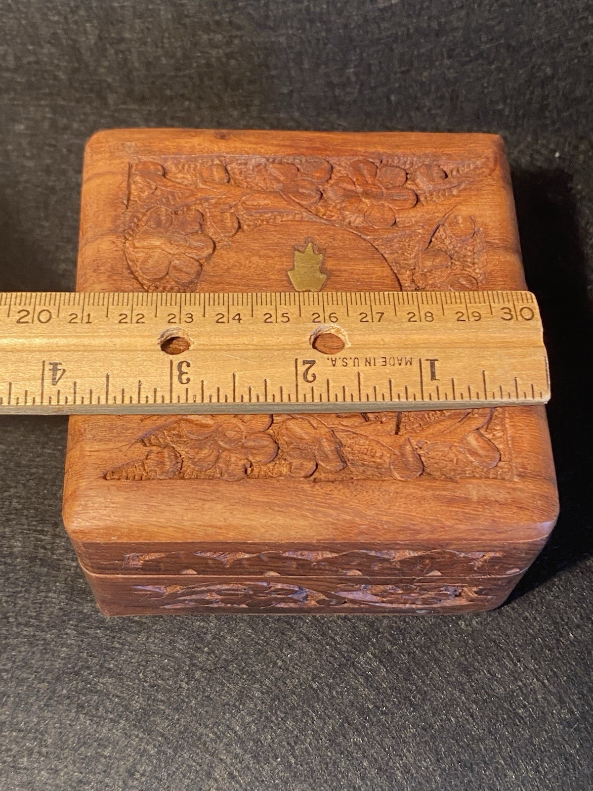Cremation Urn For Ashes Small Wooden Pet Memorial Keepsake Box Trinket Brass
