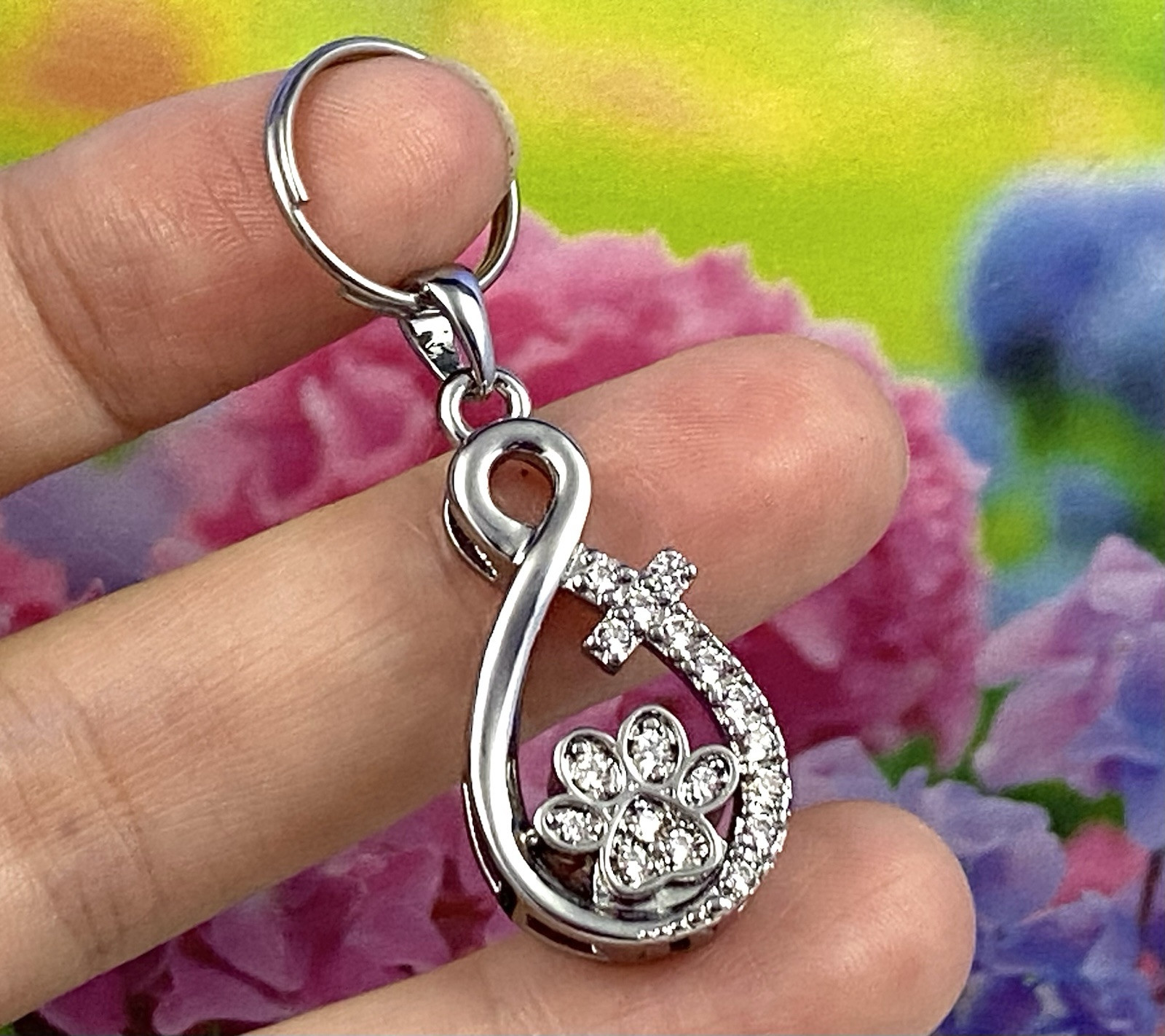 Pet Cremation Jewelry Necklace Pendant Urn Holds Ash Paw Print Dog Cat Infinity
