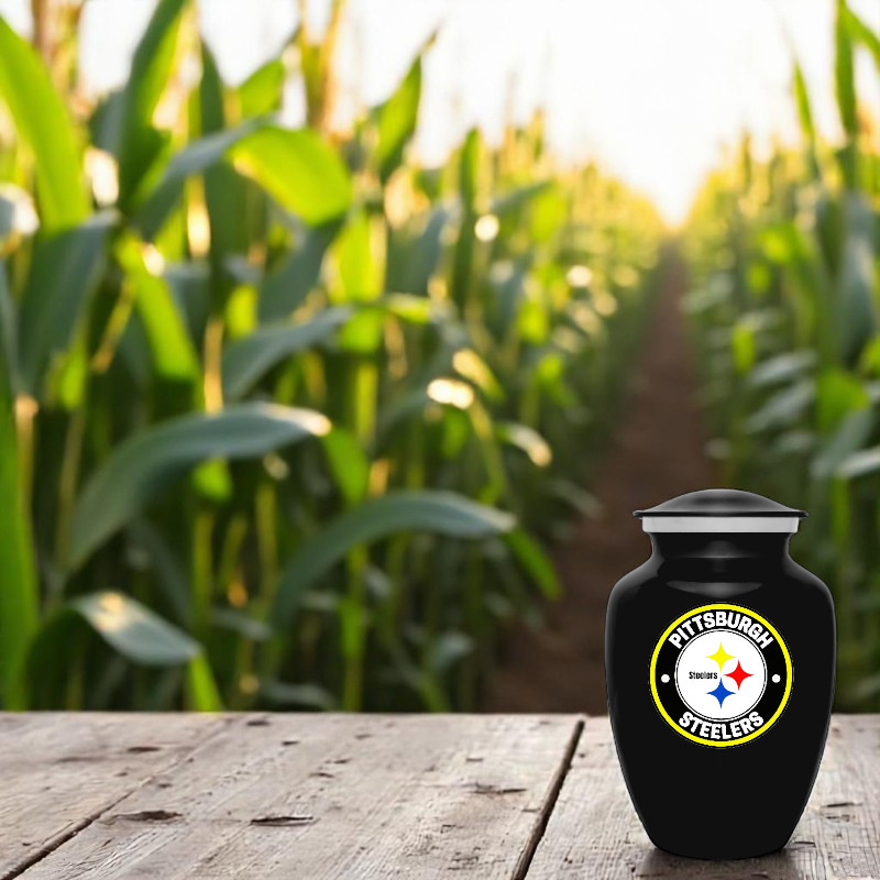 Pittsburgh Steelers Football Theme Cremation Funeral Memorial Ashes Urn with Bag