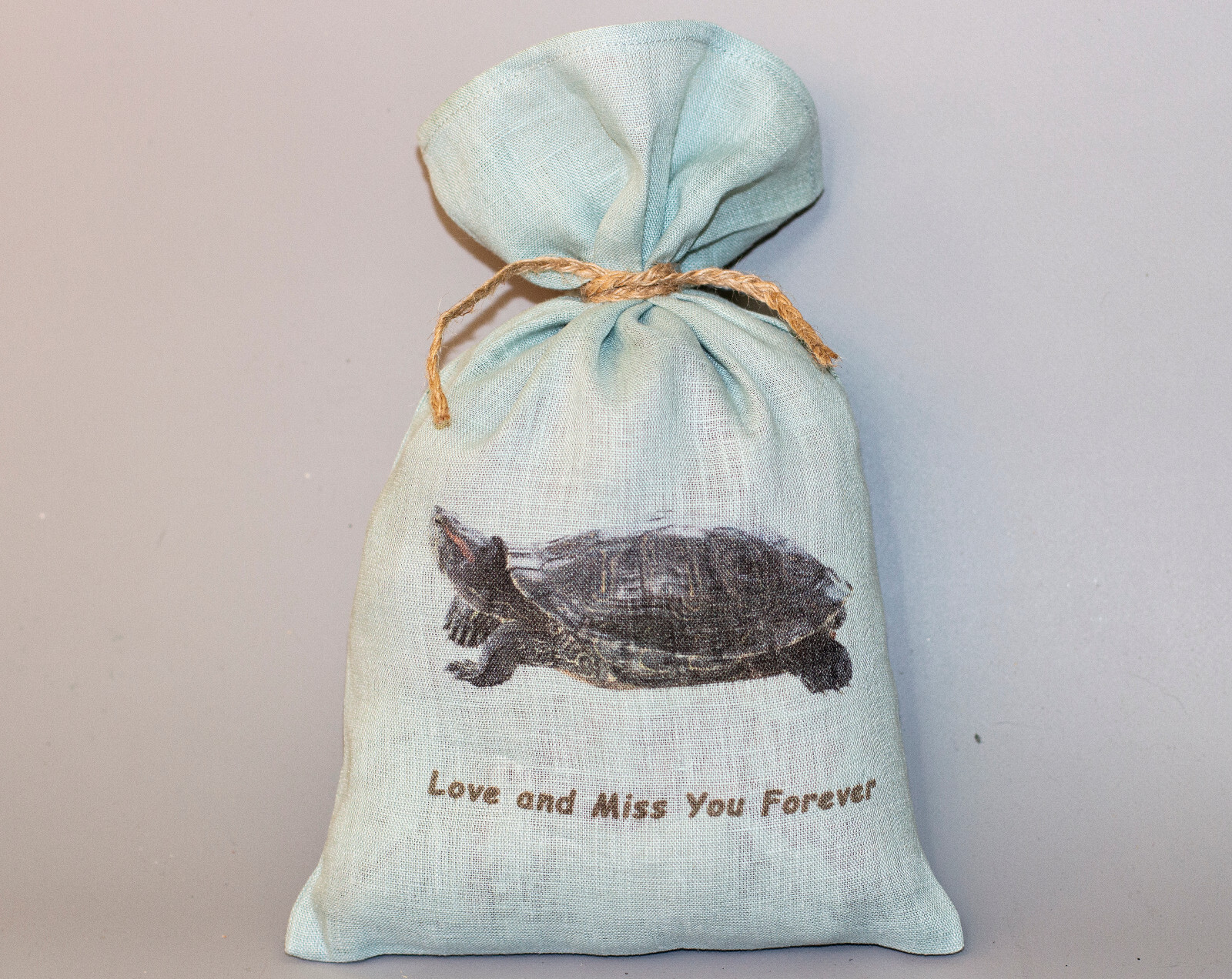 Tote Bag Turtle Memorial Keepsake Decorative Ash Holder Linen Pouch Animal Print