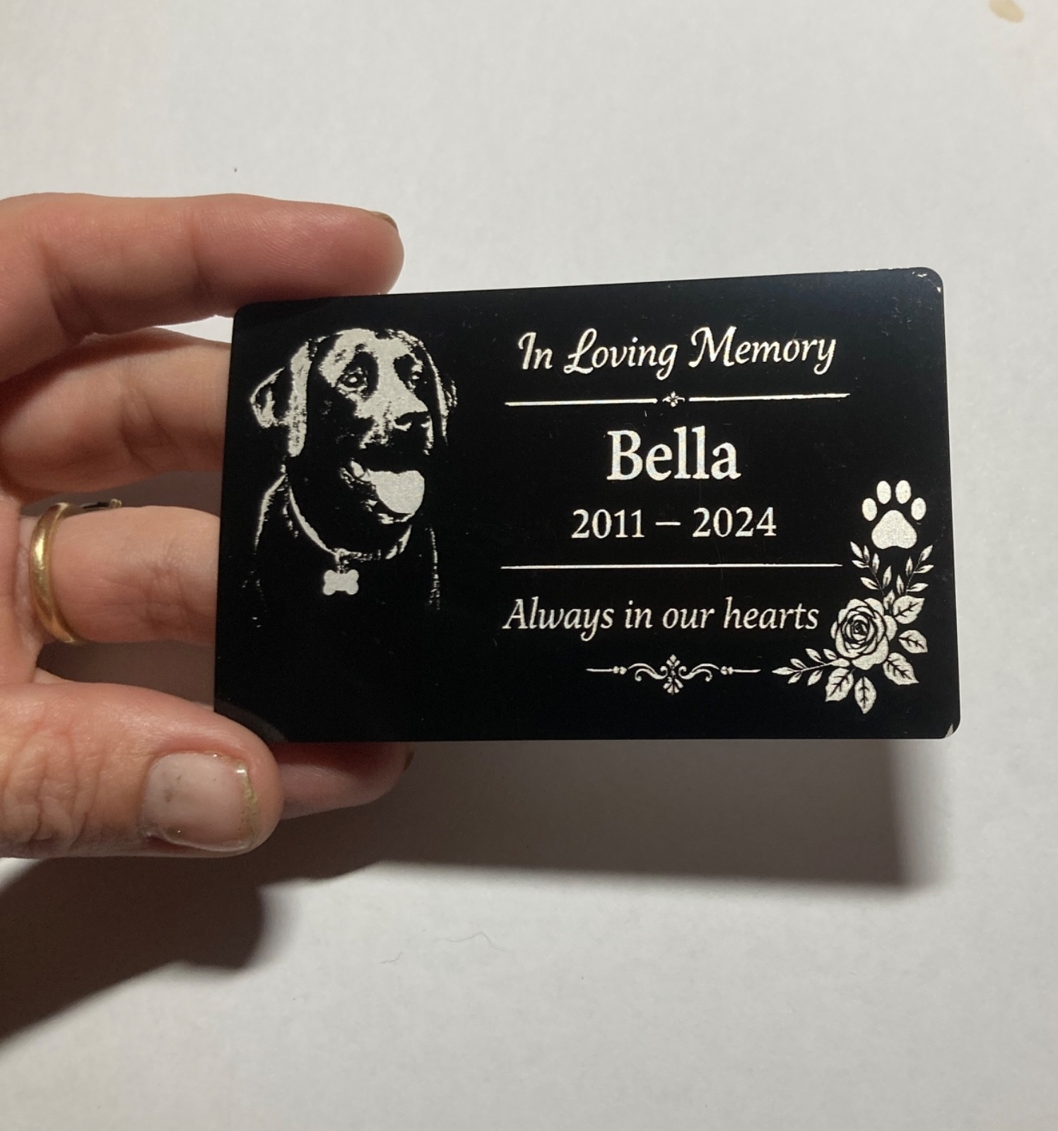 Personalised Pet Memorial Plaque Custom Photo Engraved Aluminium Dog Cat Horse