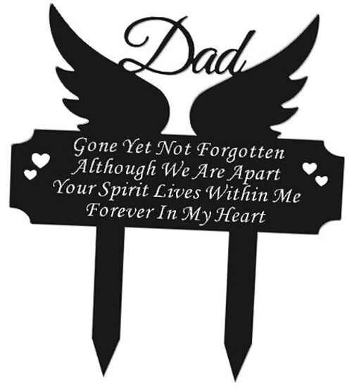 Grave Marker for – Winged Memorial Metal Cemetery Stake, Outdoor Decoration Dad
