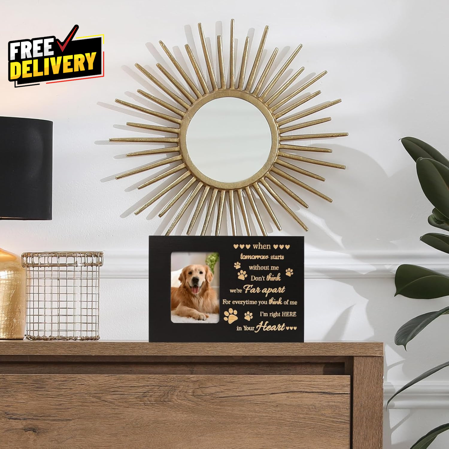 Pet Urns for Dog or Cat Ashes Wooden Funeral Cremation Urns with Photo Frame….